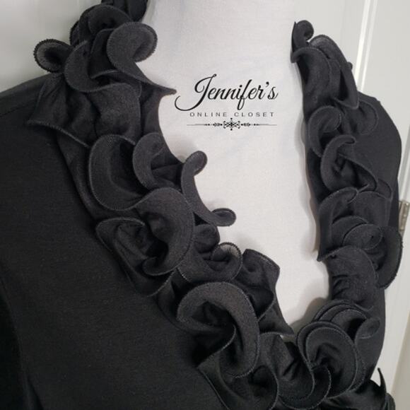 Vex Collection Women's Black Swirl Collar Short Sleeve Top Size XL - Picture 3 of 6